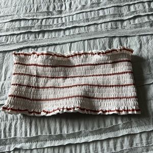 White & Burnt red Tube Top Bathing suit